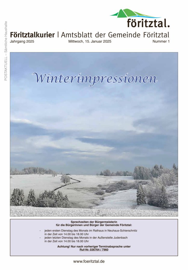 Amtsblatt der Gemeinde Föritztal Titelblatt 01/2025