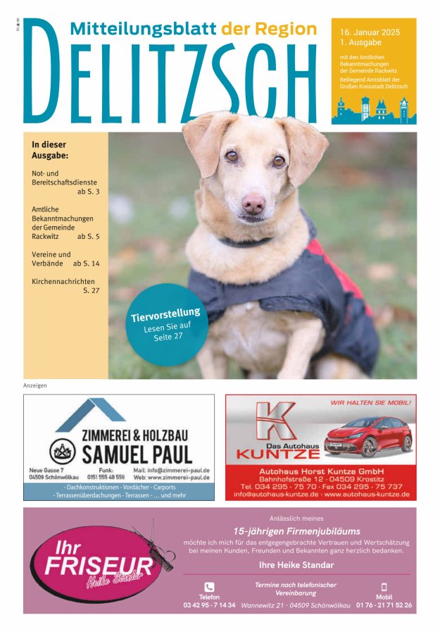 Mitteilungsblatt der Region Delitzsch Titelblatt 01/2025