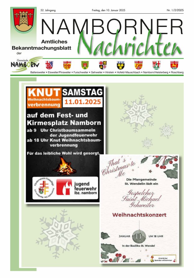 Namborner Nachrichten Titelblatt 01/2025