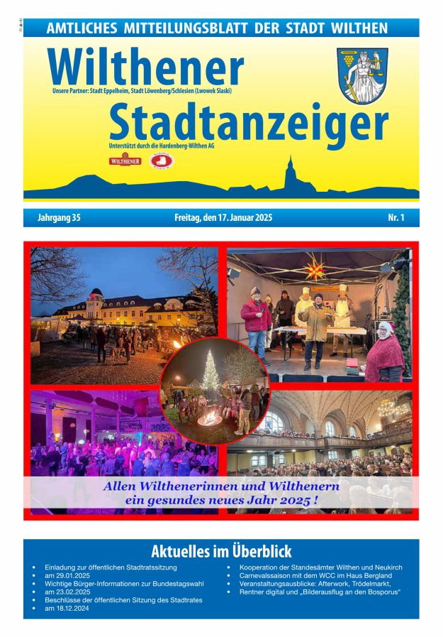 Wilthener Stadtanzeiger - Amtliches Mitteilungsblatt der Stadt Wilthen Titelblatt 01/2025