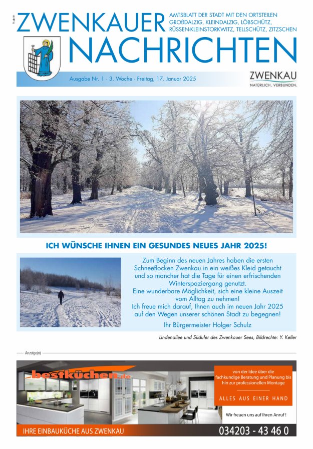 Zwenkauer Nachrichten - Amtsblatt der Stadt mit ihren Ortsteilen Titelblatt 01/2025