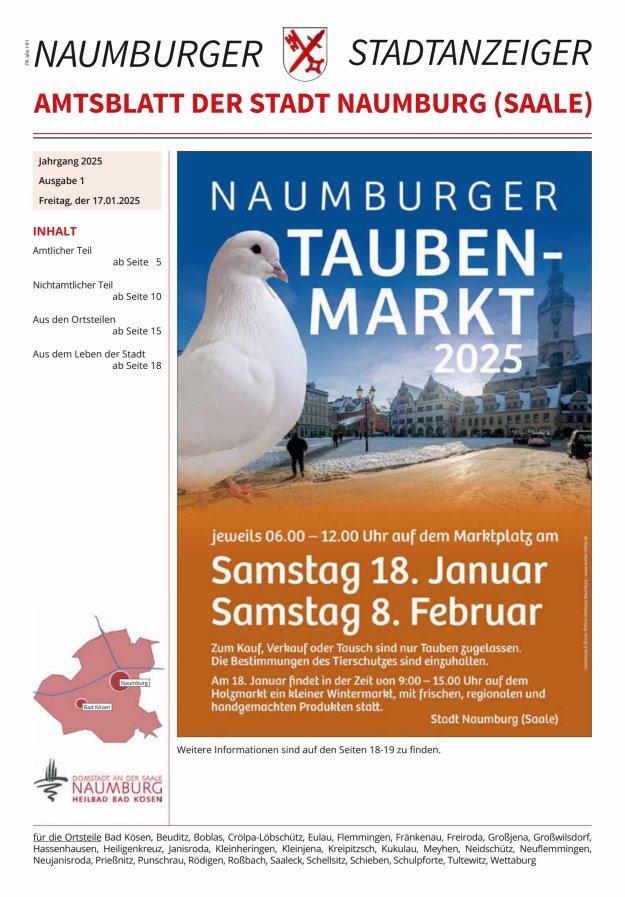 Amtsblatt der Stadt Naumburg (Saale) Titelblatt 01/2025