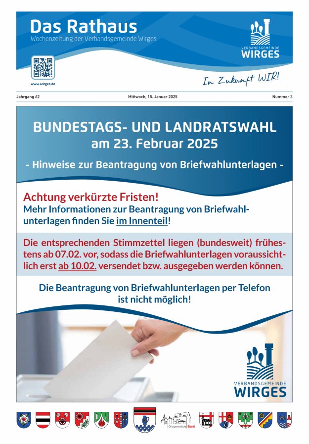 Das Rathaus - Informationen für die Bürger in der VG Wirges Titelblatt 03/2025