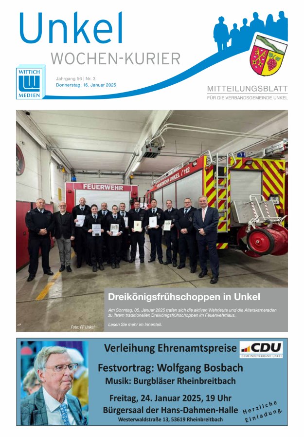 Wochen-Kurier Verbandsgemeinde Unkel Titelblatt 03/2025