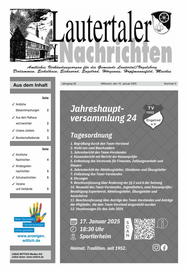 Lautertaler Nachrichten Titelblatt 03/2025