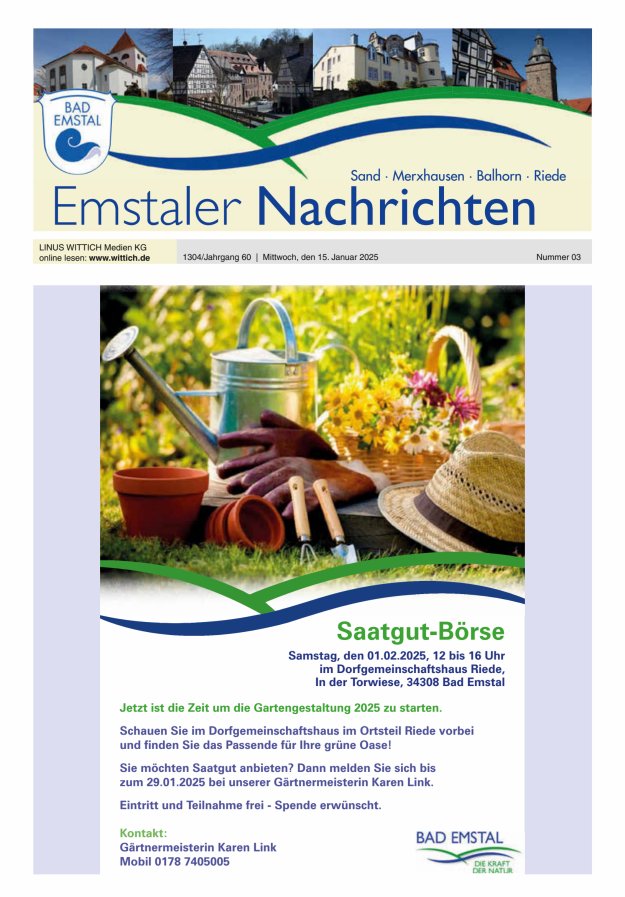 Emstaler Nachrichten Titelblatt 03/2025