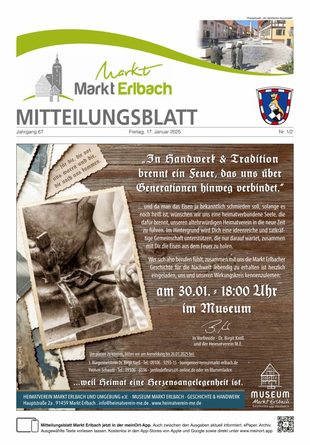 Mitteilungsblatt Markt Erlbach Titelblatt 01/2025