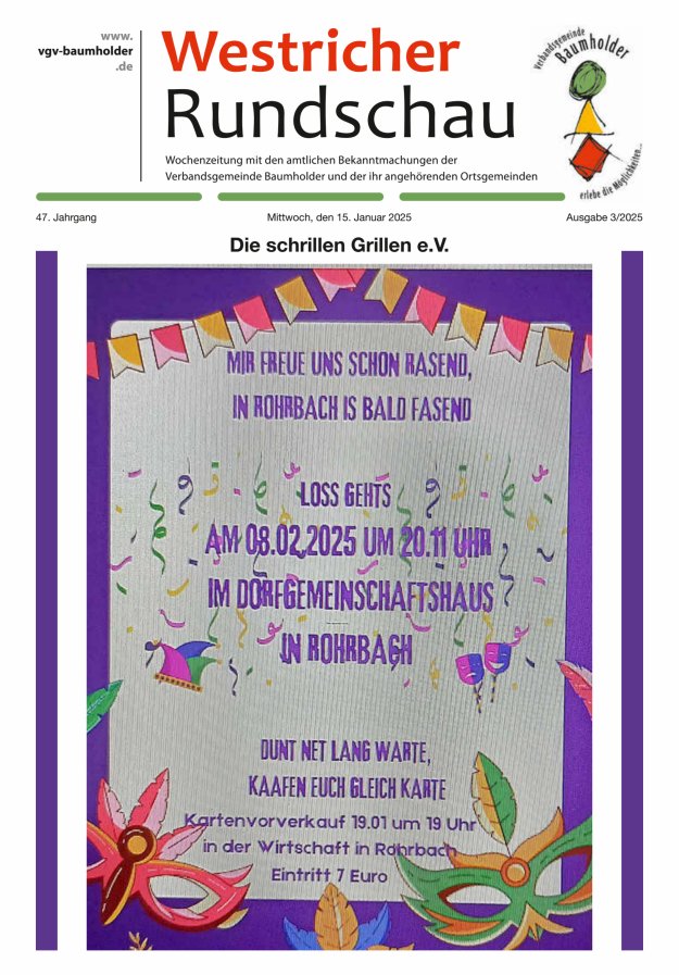 Westricher Rundschau VG Baumholder Titelblatt 03/2025