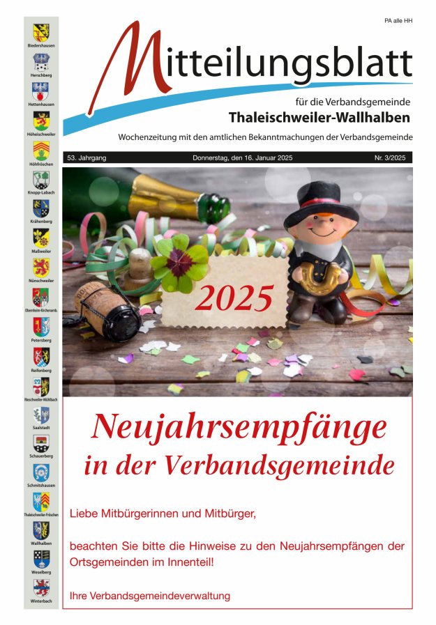 Mitteilungsblatt VG Thaleischweiler-Wallhalben Titelblatt 03/2025