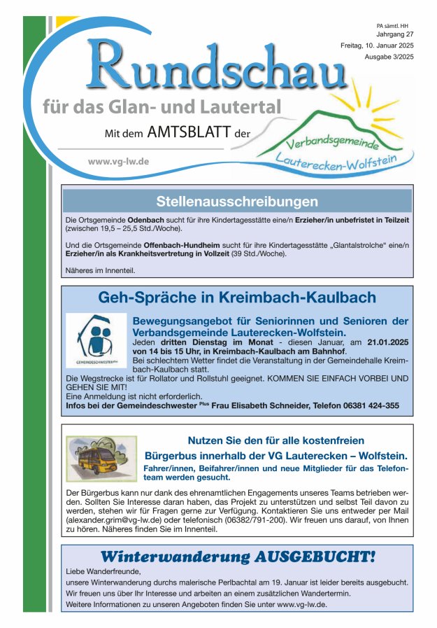 Rundschau für das Glan- und Lautertal Titelblatt 03/2025