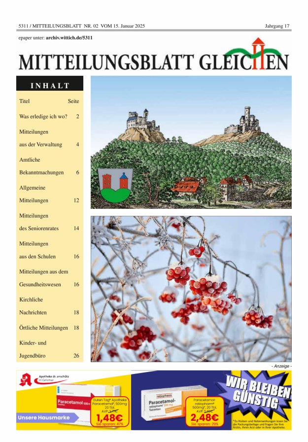 Mitteilungsblatt Gleichen Titelblatt 02/2025