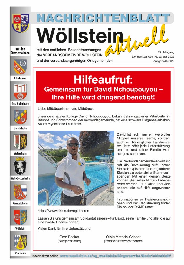Nachrichtenblatt Wöllstein aktuell Titelblatt 03/2025