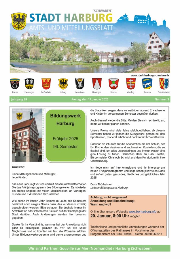 Amts- und Mitteilungsblatt der Stadt Harburg Titelblatt 03/2025