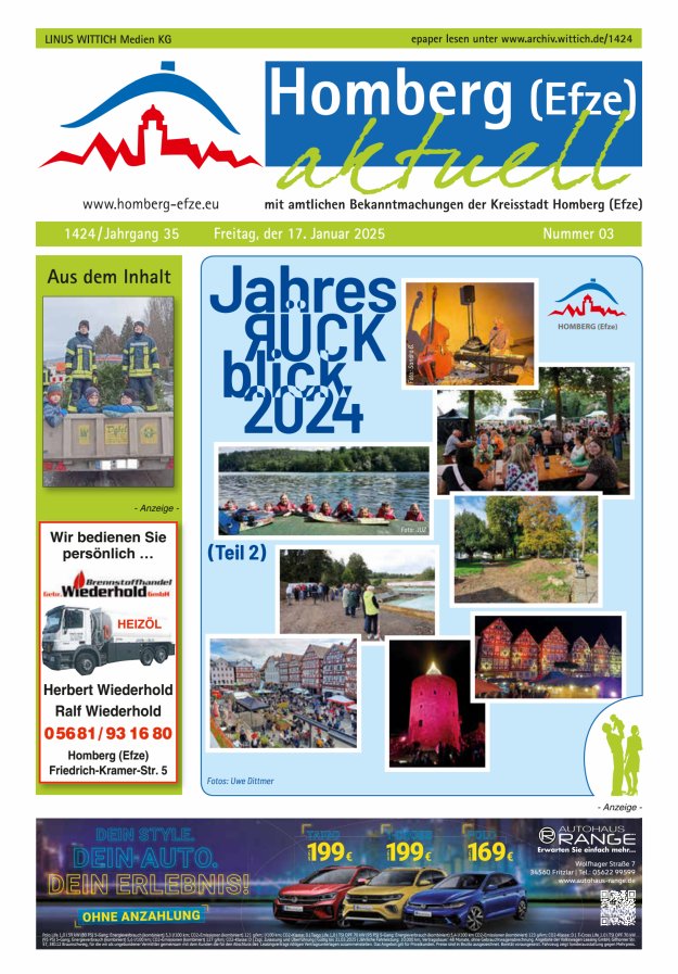 Homberg Efze aktuell Titelblatt 03/2025