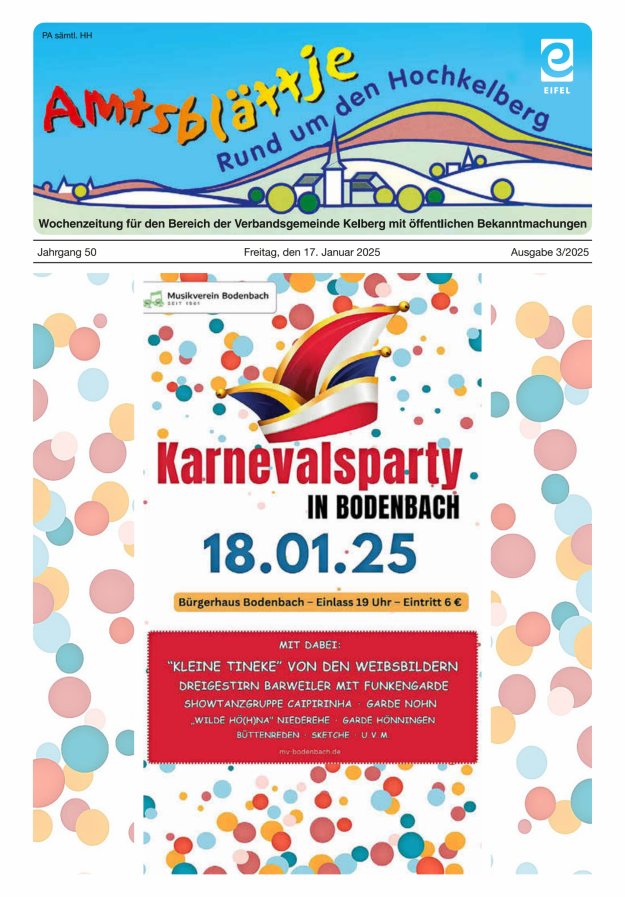 Amtsblättje - Rund um den Hochkelberg Titelblatt 03/2025