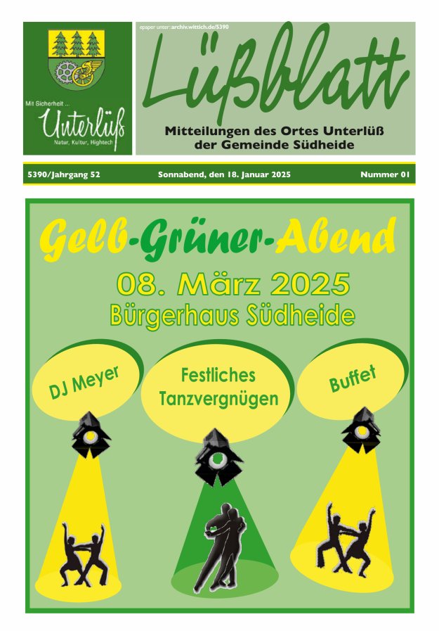 Mitteilungsblatt der Gemeinde Unterlüß Titelblatt 01/2025