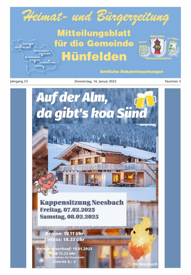 Mitteilungsblatt für die Gemeinde Hünfelden Titelblatt 03/2025