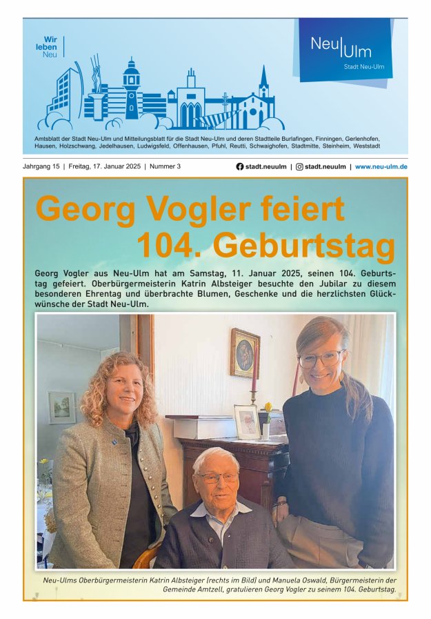 Amtsblatt der Stadt Neu-Ulm und Mitteilungsblatt für die Stadt Neu-Ulm Titelblatt 03/2025