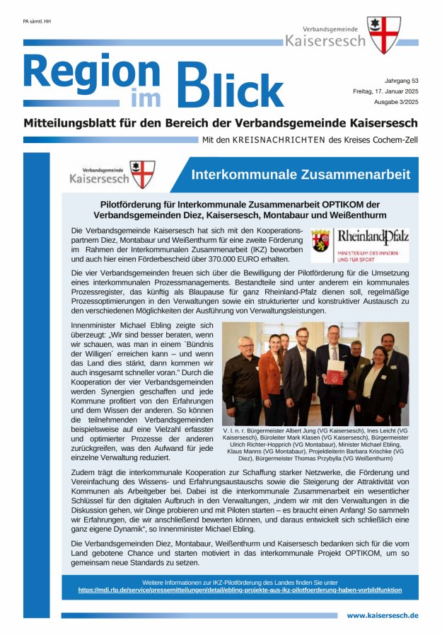Region im Blick VG Kaisersesch Titelblatt 03/2025