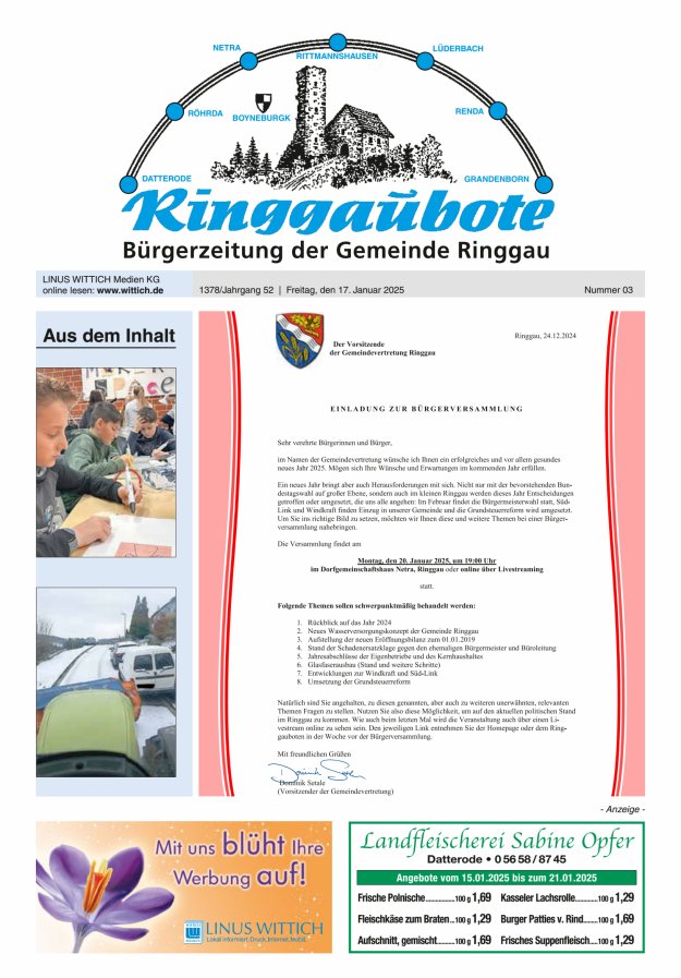 Ringgaubote Titelblatt 03/2025