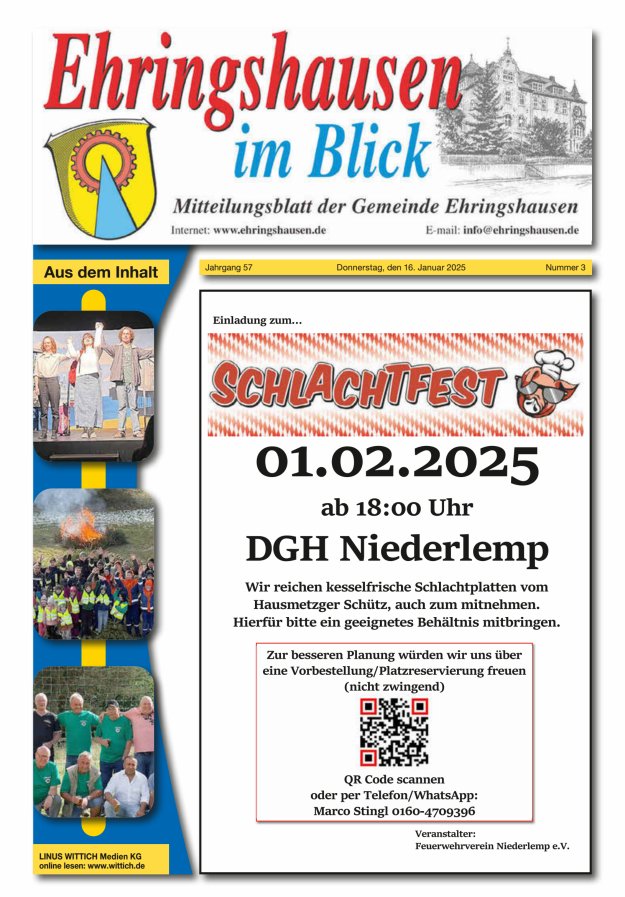 Mitteilungsblatt der Gemeinde Ehringshausen Titelblatt 03/2025