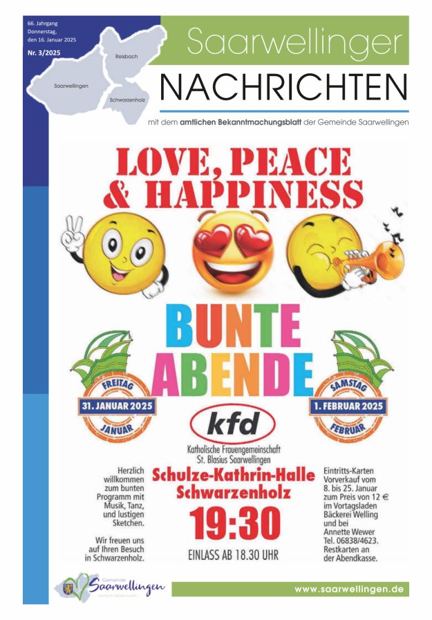 Saarwellinger Nachrichten Titelblatt 03/2025