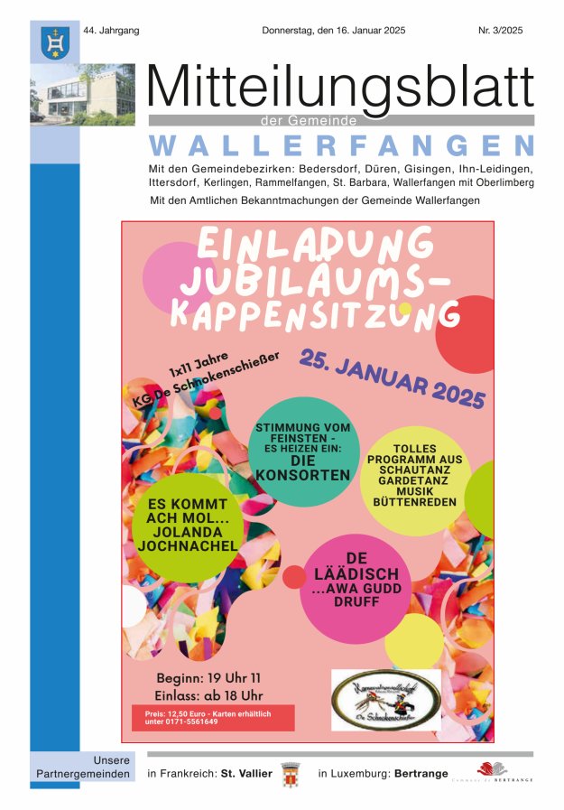 Mitteilungsblatt Gemeinde Wallerfangen Titelblatt 03/2025