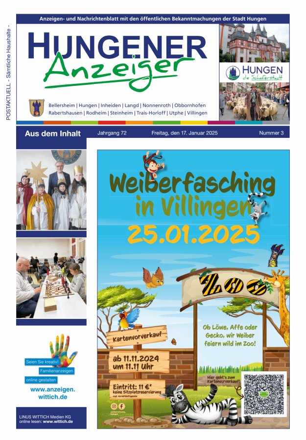 Anzeigen- und Nachrichtenblatt mit den öff  Bekanntmachungen der Stadt Hungen Titelblatt 03/2025
