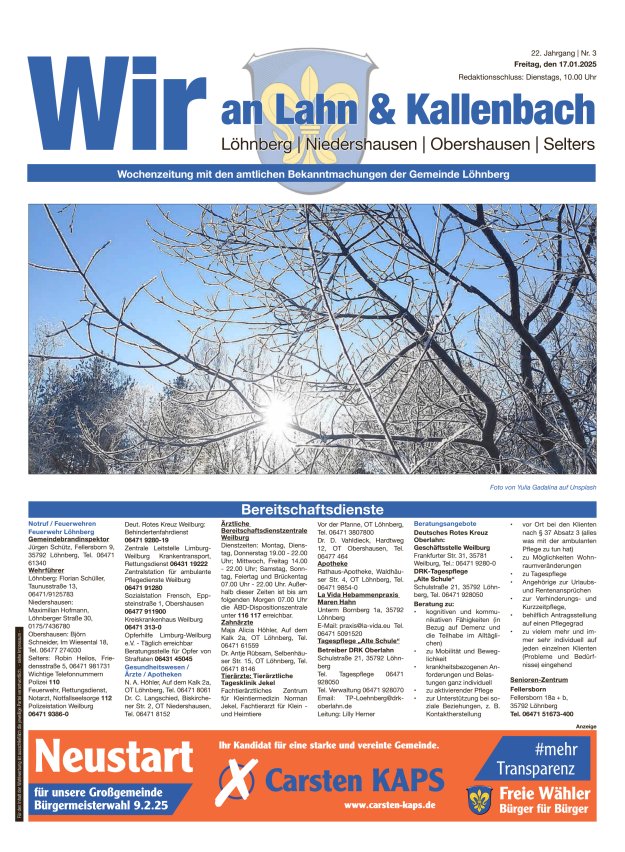 Amtliches Mitteilungsblatt der Gemeinde Löhnberg Titelblatt 03/2025