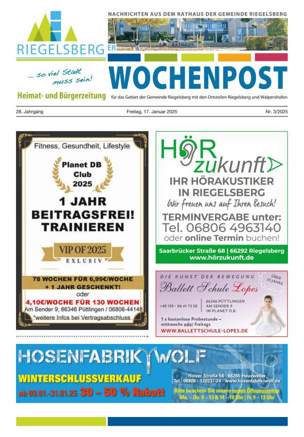 Riegelsberger Wochenpost Titelblatt 03/2025