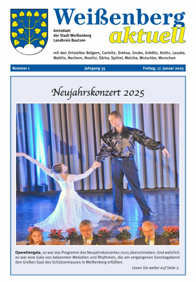 "Weißenberg aktuell" - Amtsblatt der Stadt Weißenberg Titelblatt 01/2025