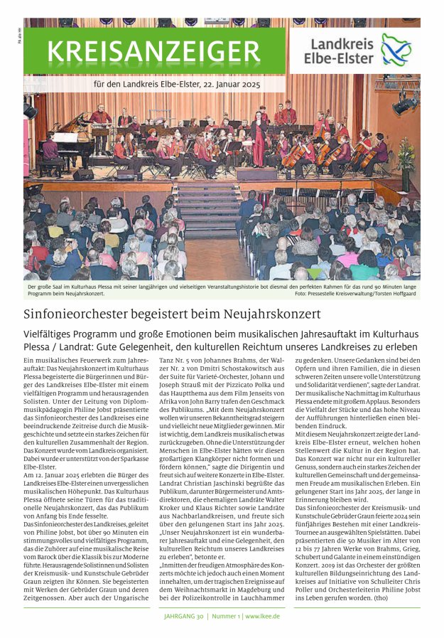 Kreisanzeiger für den Landkreis Elbe-Elster Titelblatt 01/2025
