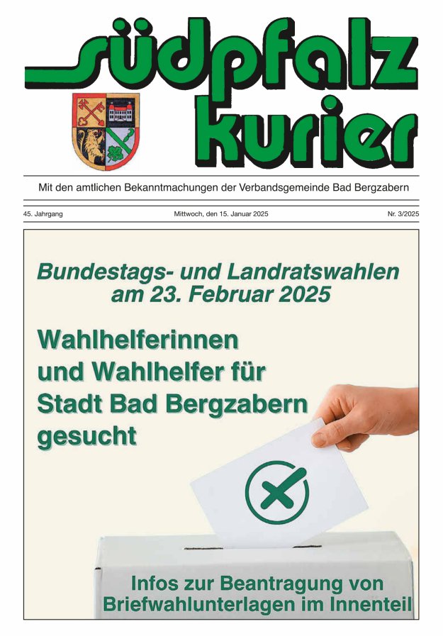 Südpfalz Kurier - VG Bad Bergzabern Titelblatt 03/2025