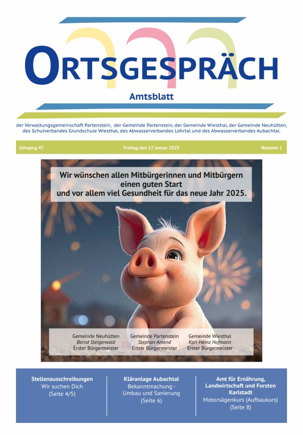 Ortsgespräch - Amtsblatt der VG Partenstein und ihrer Körperschaften Titelblatt 01/2025