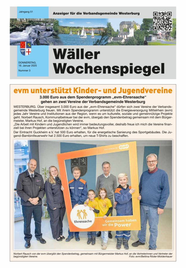 Wäller Wochenspiegel - Anzeiger für die Verbandsgemeinde Westerburg Titelblatt 03/2025