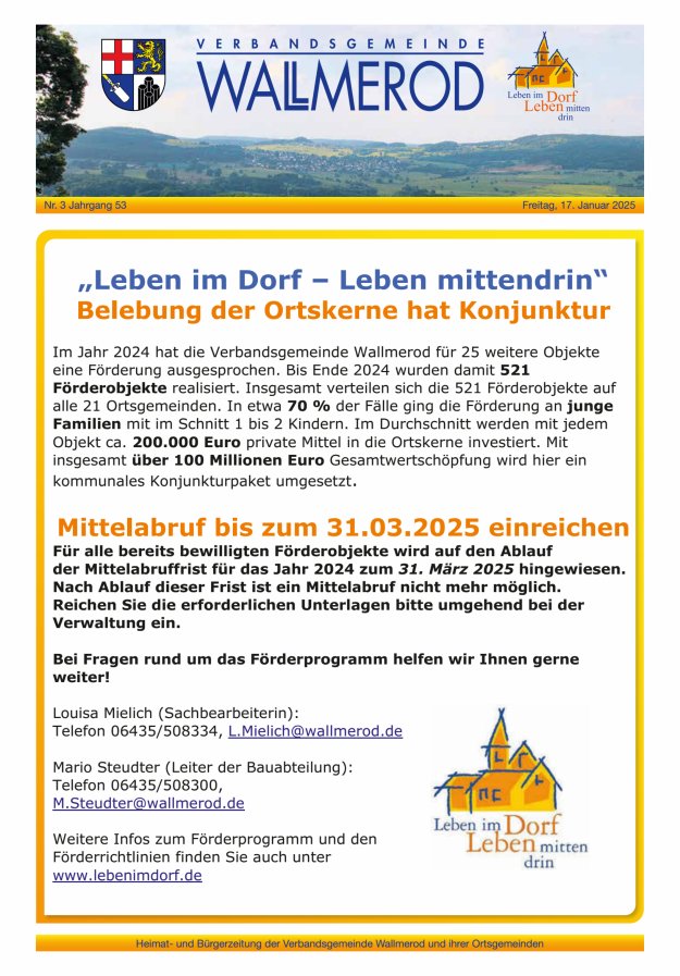 Wir über uns - Verbandsgemeinde Wallmerod Titelblatt 03/2025