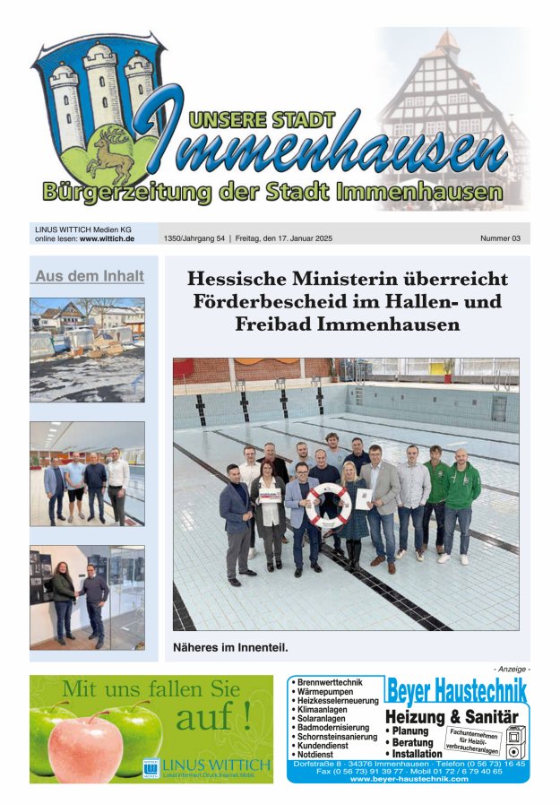 Unsere Stadt Immenhausen Titelblatt 03/2025