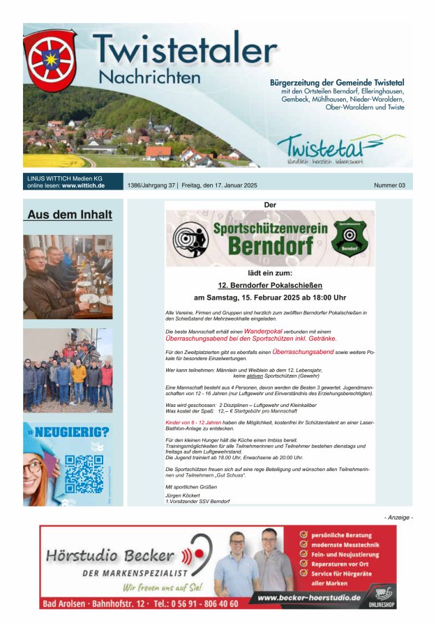 Twistetaler Nachrichten Titelblatt 03/2025