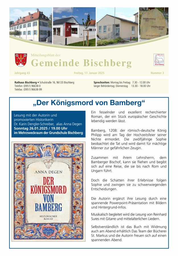 Mitteilungsblatt der Gemeinde Bischberg Titelblatt 03/2025