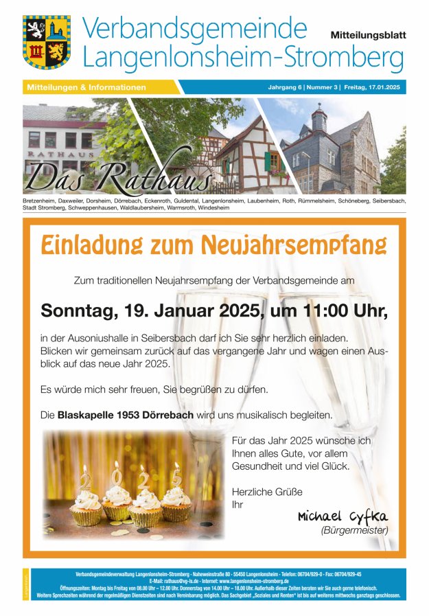 Das Rathaus - MTB d VG Langenlonsheim-Stromberg Titelblatt 03/2025