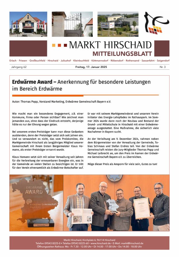 Mitteilungsblatt Markt Hirschaid Titelblatt 03/2025