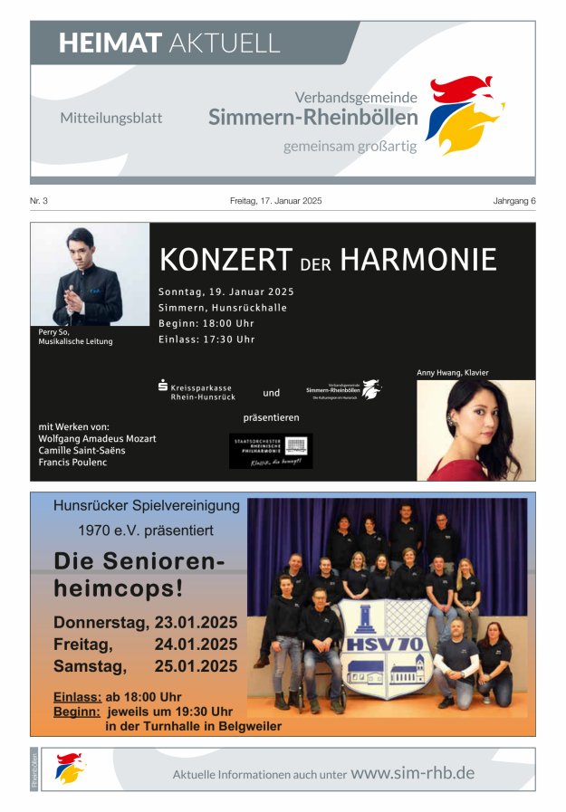 Heimat Aktuell Mitteilungsblatt der VG Simmern-Rheinböllen-Ausg Rheinböllen Titelblatt 03/2025