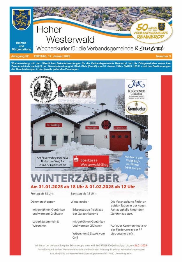 Hoher Westerwald - Wochenkurier für die Verbandsgemeinde Rennerod Titelblatt 03/2025