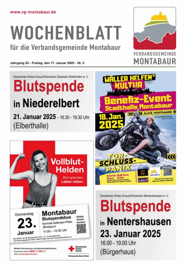 Wochenblatt der Verbandsgemeinde Montabaur Titelblatt 03/2025