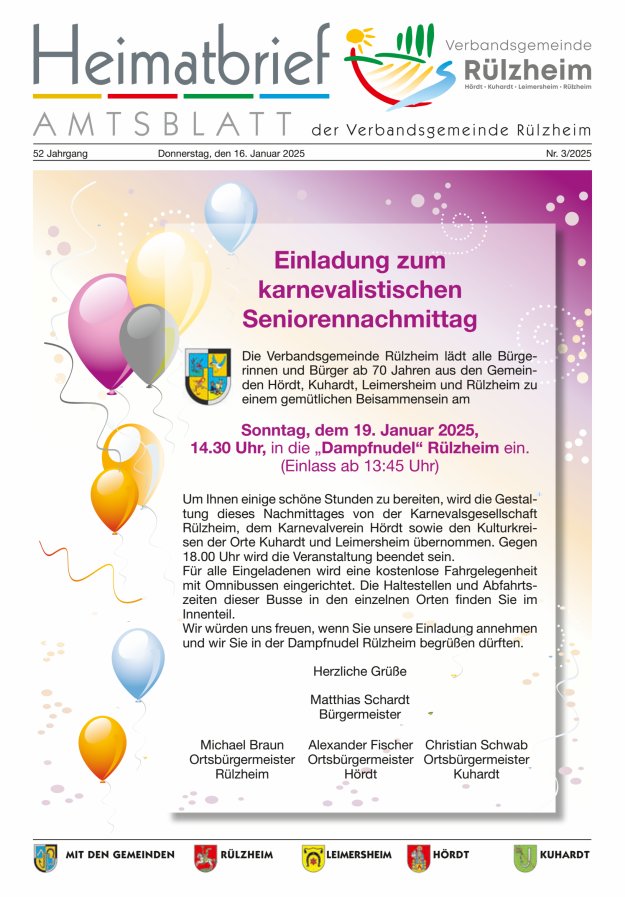 Heimatbrief VG Rülzheim Titelblatt 03/2025