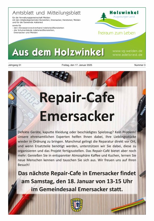 Aus dem Holzwinkel Amtsblatt u Mitteilungsblatt f VG Welden u GemAdelsried Titelblatt 03/2025