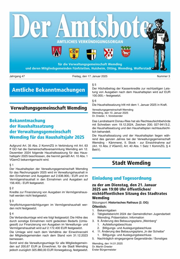 Der Amtsbote - Wemding Verwaltungsgemeinschaft Titelblatt 03/2025