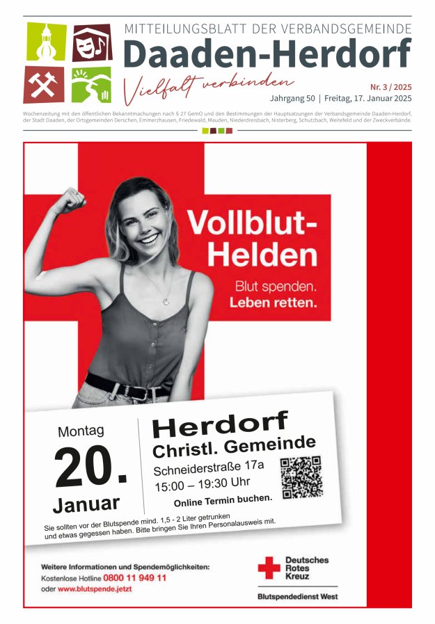 Mitteilungsblatt der Verbandsgemeinde Daaden-Herdorf Titelblatt 03/2025