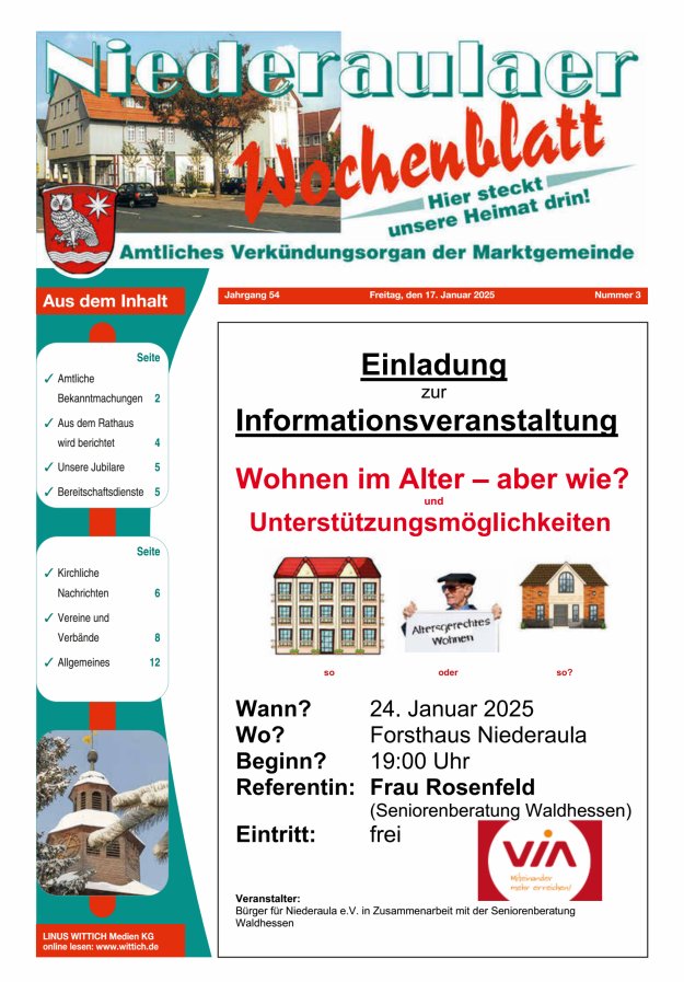 Niederaulaer Wochenblatt Titelblatt 03/2025