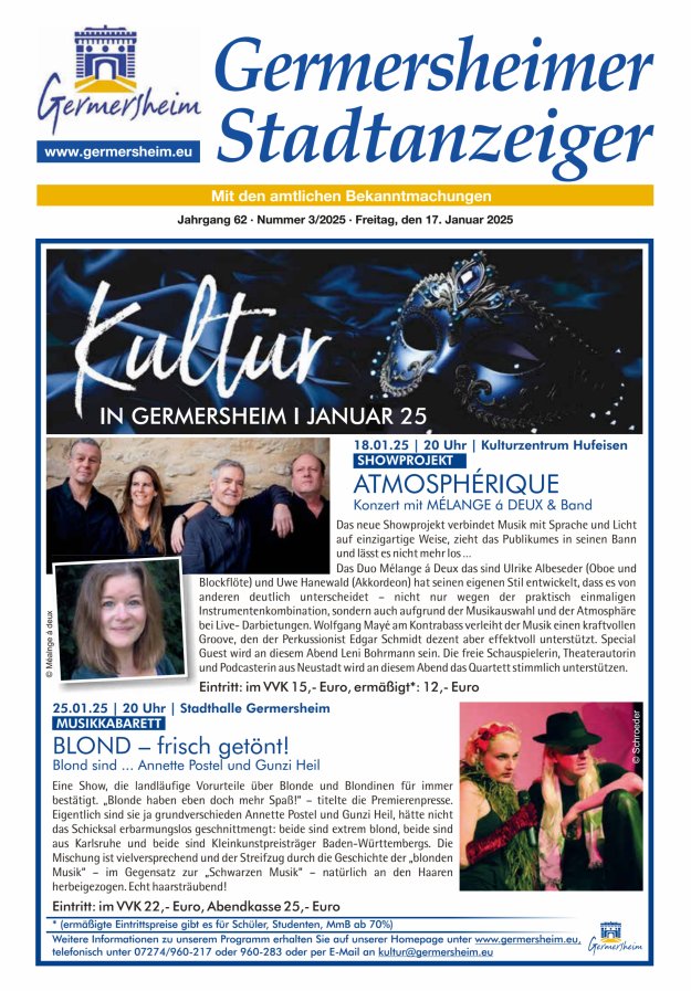 Germersheimer Stadtanzeiger Titelblatt 03/2025